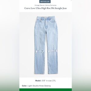 Abercrombie curve love 90s straight ultra high rise 28Long